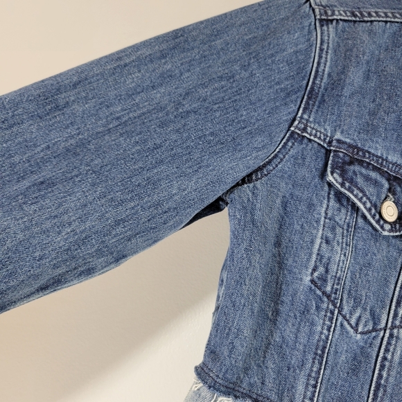 LUCKY BRAND x REMADE Waisted Trucker deconstructed distressed denim jacket - Picture 6 of 13